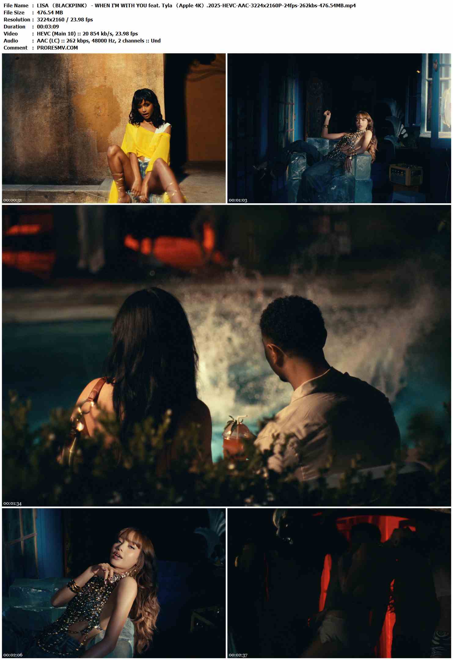 LISA （BLACKPINK） - WHEN I'M WITH YOU feat. Tyla.2025-HEVC-AAC-3224x2160P-24fps-262kbs-476.54MB官方MV_高清MV